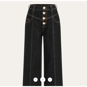 Commense Mid-Waist Wide-Leg Button Front Jeans Sz S